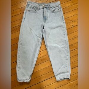 GAP High Rise Barrel Jeans in Light Blue